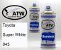 Preview: Toyota, Super White, 043: 400ml Sprühdose + 400ml Klarlack - Set, von ATW Autoteile West.